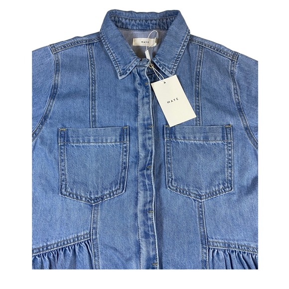 MAYE NWT Montana Denim Shirtdress Midi Button Front  Collared Blue Jean Dress - Picture 6 of 15